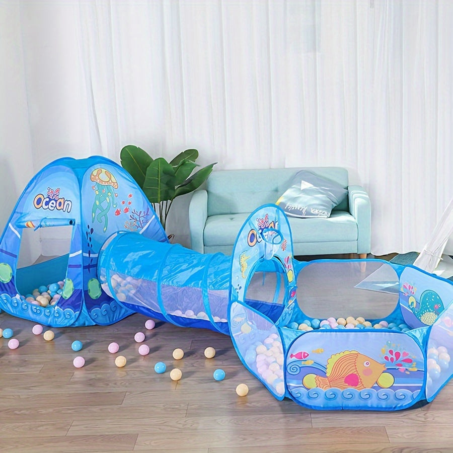 3pcs Kids' Playset: Pop-Up Tent, Ball Pit & Tunnel - Indoor/Outdoor Fun for Boys & Girls, Includes Storage Bag - Perfect Birthday Gift for Ages 3+