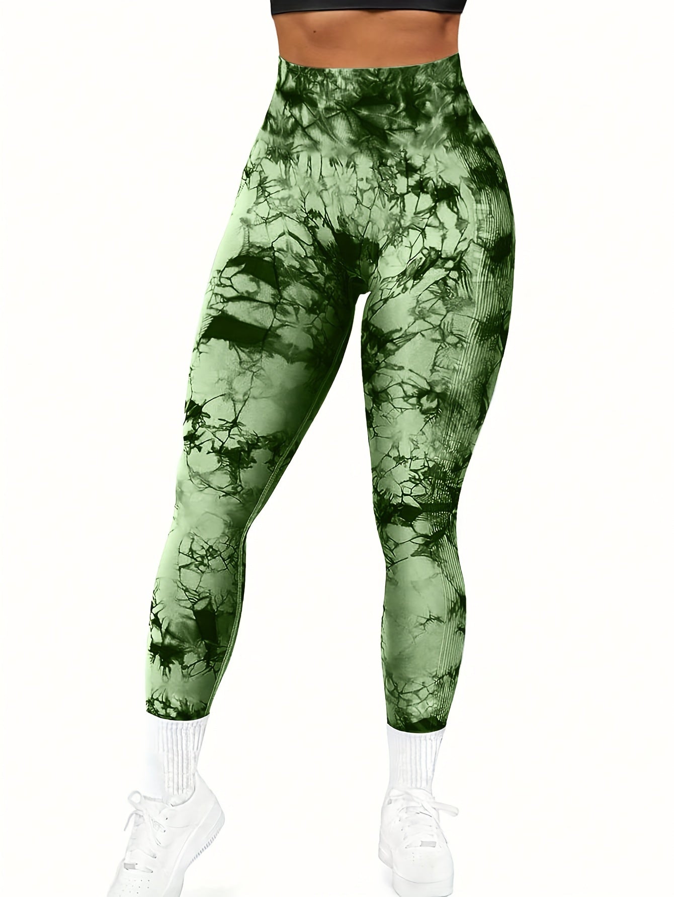 Women's 2-Pack Seamless Tie-Dye High Stretch Sports Yoga Leggings, Athletic Workout Pants, Comfort Fit Activewear for Gym & Home Exercise