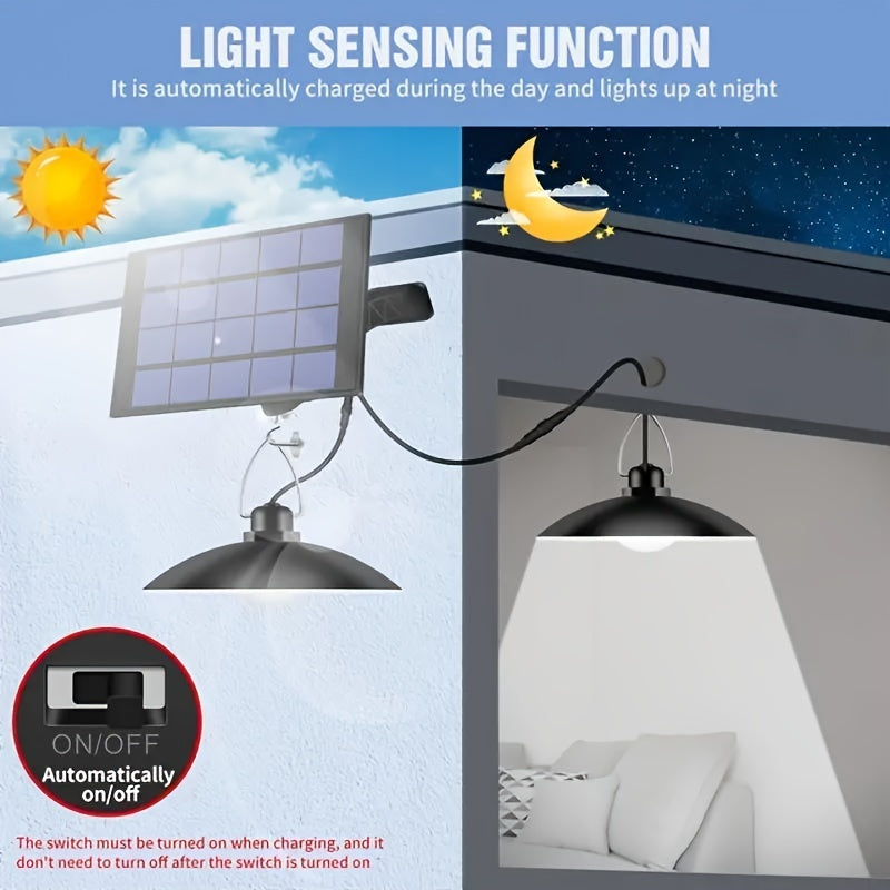 1pc Staaricc Solar-powered Pendant Light With 2 Solar LED Light Bulbs, Suitable For Indoor And Outdoor Use, With Remote Control, Ideal For Wall, Corridor, Shed, Barn, Garage, Garden, And Terrace Lighting