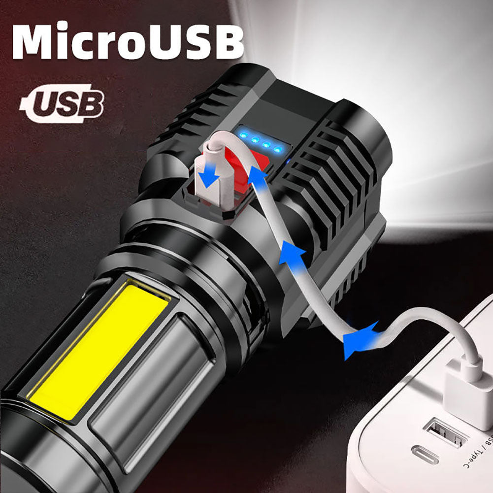 Rechargeable Flashlight 500 Lumens 4 Modes IPX4 Waterproof Super Bright Led Flashlight For Outdoor Camping Torch