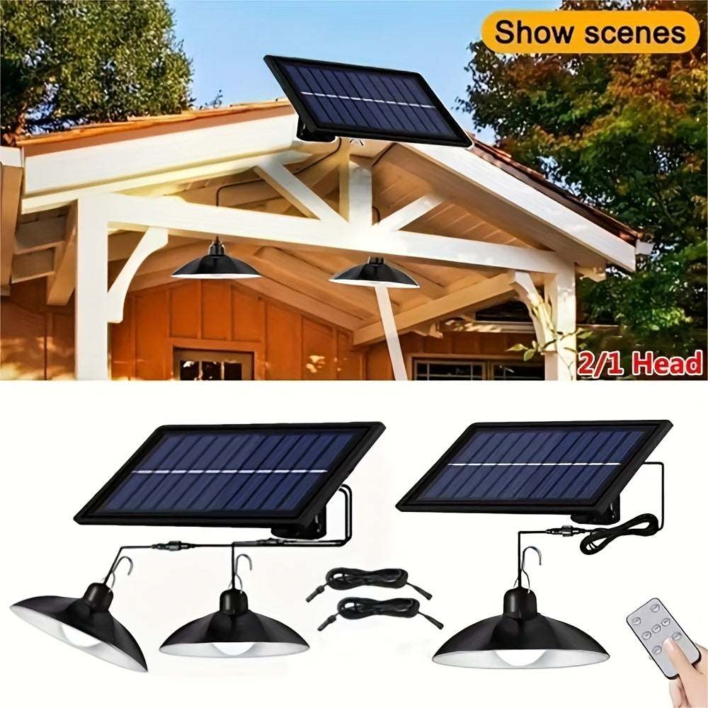 1pc Staaricc Solar-powered Pendant Light With 2 Solar LED Light Bulbs, Suitable For Indoor And Outdoor Use, With Remote Control, Ideal For Wall, Corridor, Shed, Barn, Garage, Garden, And Terrace Lighting