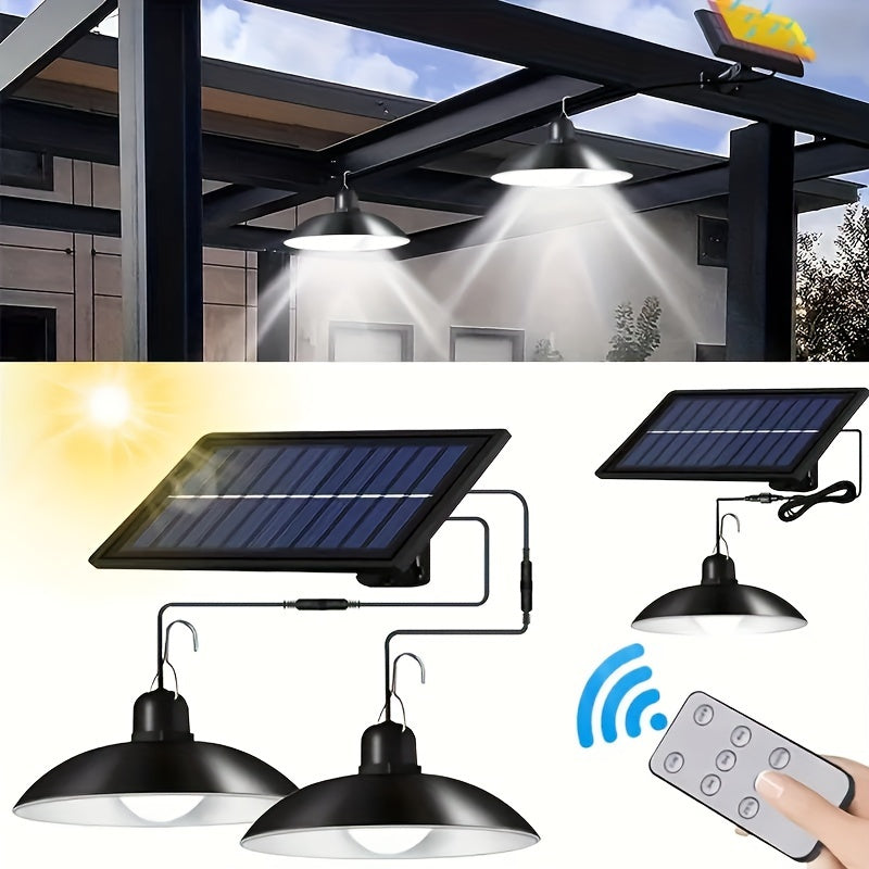 1pc Staaricc Solar-powered Pendant Light With 2 Solar LED Light Bulbs, Suitable For Indoor And Outdoor Use, With Remote Control, Ideal For Wall, Corridor, Shed, Barn, Garage, Garden, And Terrace Lighting