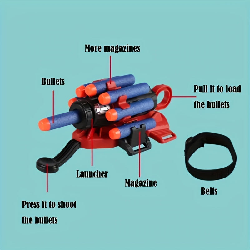 Launcher Spider Gloves, Spider Web Shooting Toy, Soft Bullet Launcher Wrist Accessory, Christmas, Halloween, Thanksgiving Gifts