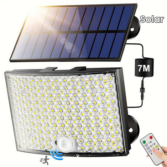 268LED, 5 Modes, 7M Cable Solar Security Lights Outdoor Motion Sensor, 2000LM Solar Lights Outdoor Garden, 2200mAh Remote Garden Solar Lights, Garden Lights Solar Powered For Garden, Garage, Backyard