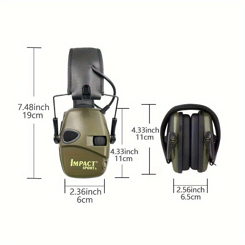 1pc 2024 Tactical Electronic Earmuffs, Outdoor Sports Noise Protection Headphones, Impact Sound Amplification Hearing Guard, Battery Powered (Battery Not Included), Plastic Material, Wired Connection