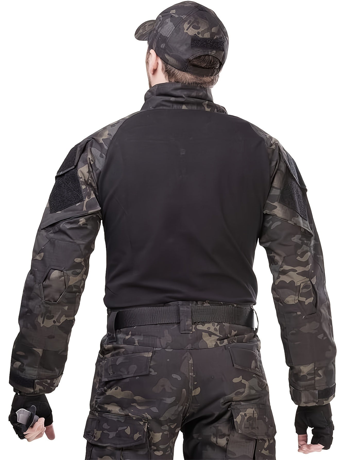 Stretchy Tactical Camo Top - Outdoor Recreation Hiking Clothing - Long Sleeve, Half Zipper, Pocket Design, Breathable, Moisture-Wicking, Quick-Drying, Perfect for Camping, Climbing, Hiking, Fishing