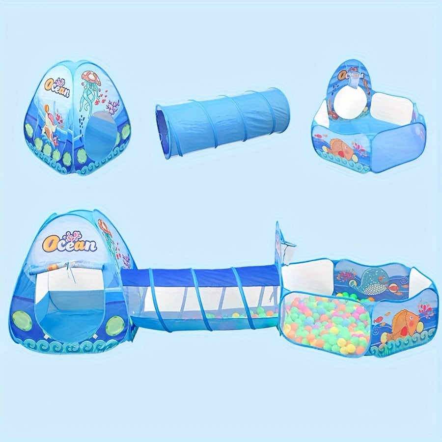 3pcs Kids' Playset: Pop-Up Tent, Ball Pit & Tunnel - Indoor/Outdoor Fun for Boys & Girls, Includes Storage Bag - Perfect Birthday Gift for Ages 3+