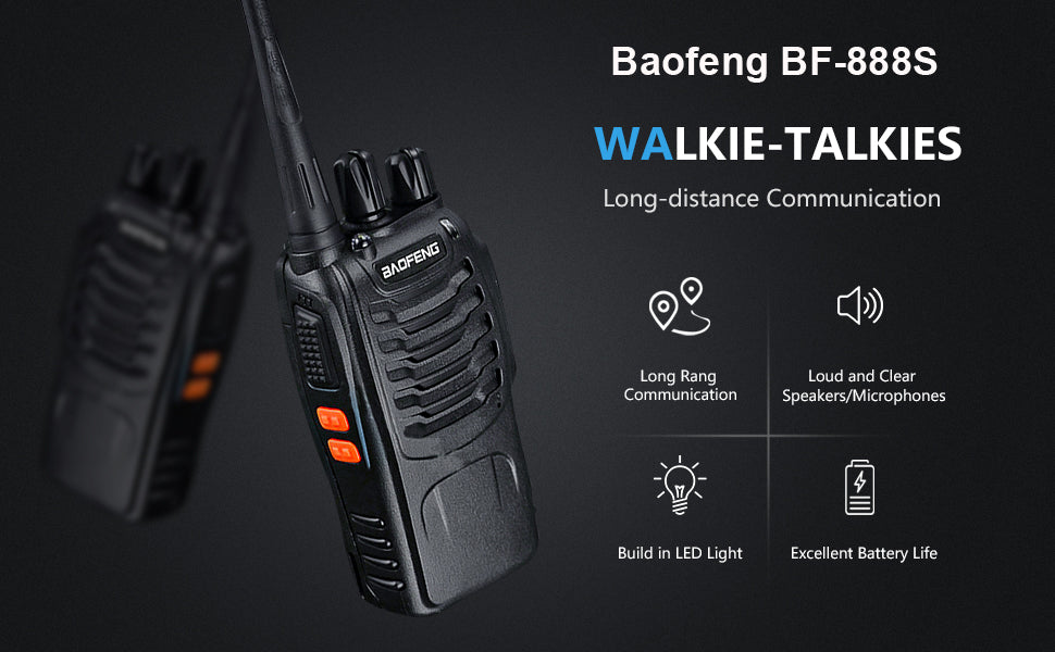 1-4 PCS Baofeng BF-888S UHF Walkie Talkie Long Range VOX Two Way Radio + Earpiece