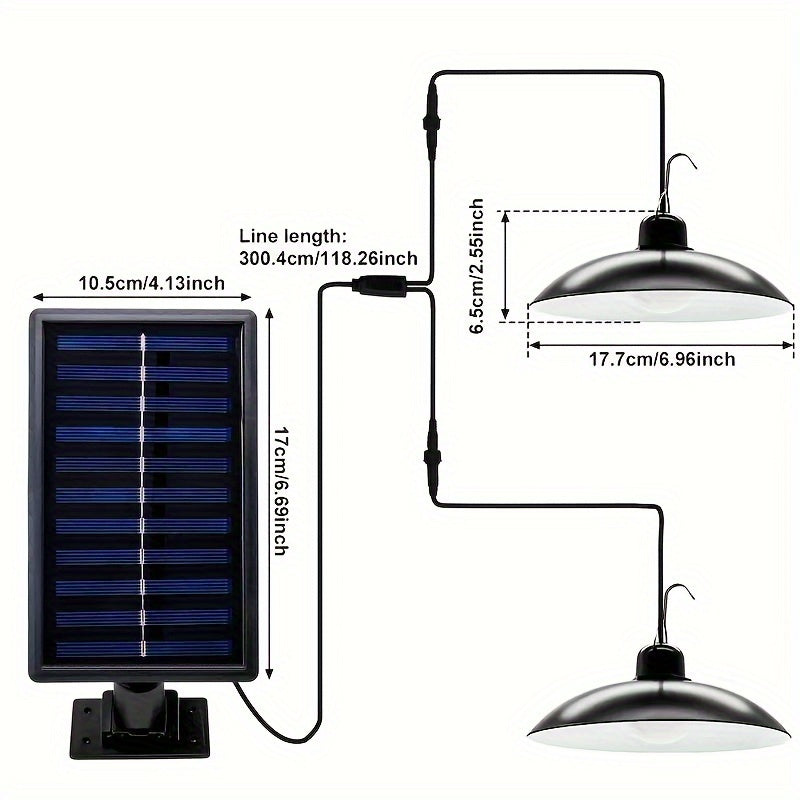 1pc Staaricc Solar-powered Pendant Light With 2 Solar LED Light Bulbs, Suitable For Indoor And Outdoor Use, With Remote Control, Ideal For Wall, Corridor, Shed, Barn, Garage, Garden, And Terrace Lighting