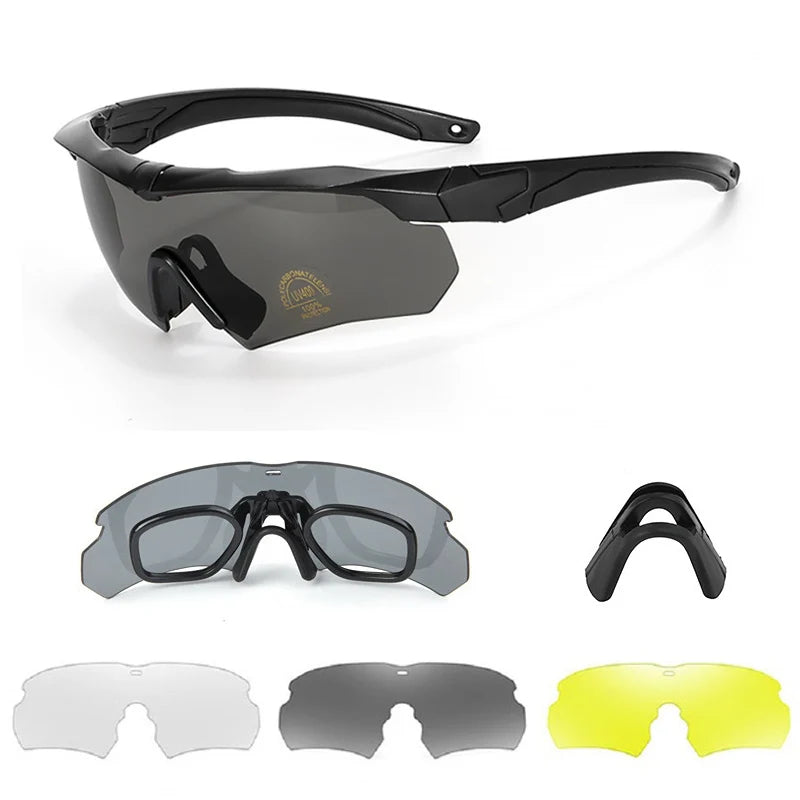 New Polarized Tactical Goggles 3 Lens Set Climbing Glasses Outdoor Sports Windproof Dustproof Safety Protective Glasses Eyewear