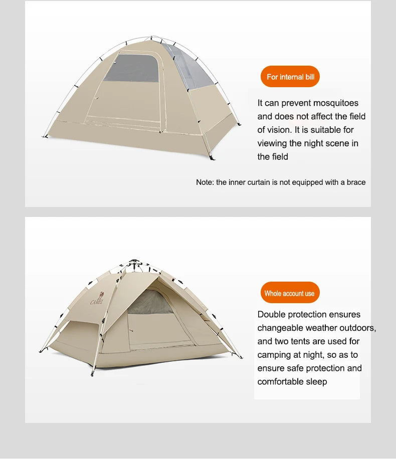 GOLDEN CAMEL 4 Person Camping Tents Travel Outdoor One-touch Tent Sun Protection Automatic Beach Tent Camping Equipment 텐트