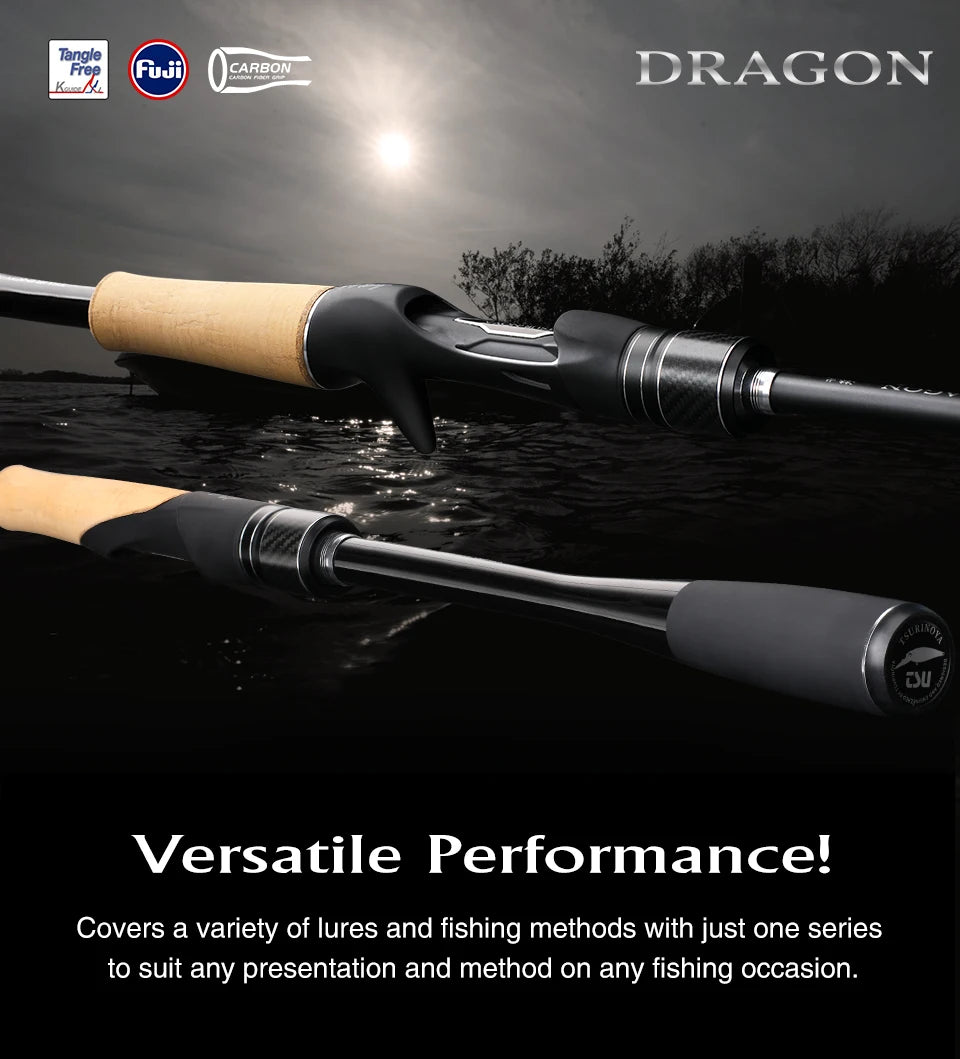 TSURINOYA DRAGON Fishing Rod 1.98m 2.08m L ML M Fast Action Spinning Casting Rod For Bass Pike FUJI Guide Carbon 2 Section Rod