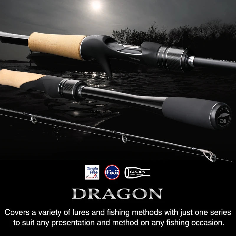 TSURINOYA DRAGON Fishing Rod 1.98m 2.08m L ML M Fast Action Spinning Casting Rod For Bass Pike FUJI Guide Carbon 2 Section Rod