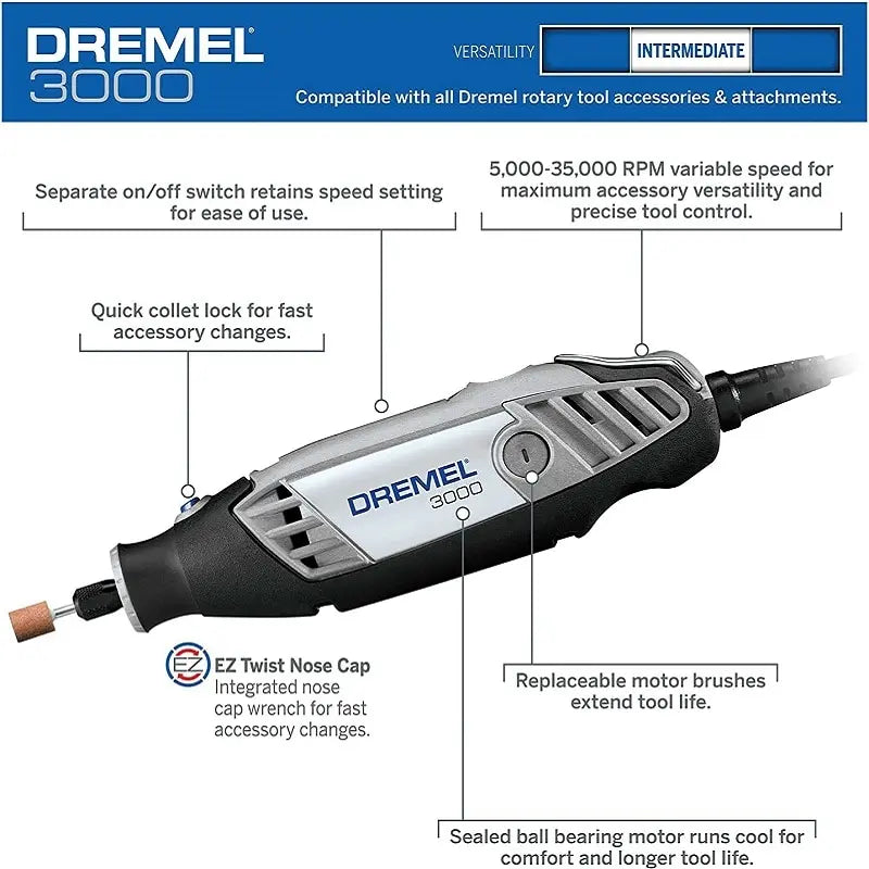 Dremel 3000 1/26 Mini Angle Grinder Rotary Power Tools Multifunctional 5 Speed Polishing Electric for Wood Carving Tools Sets