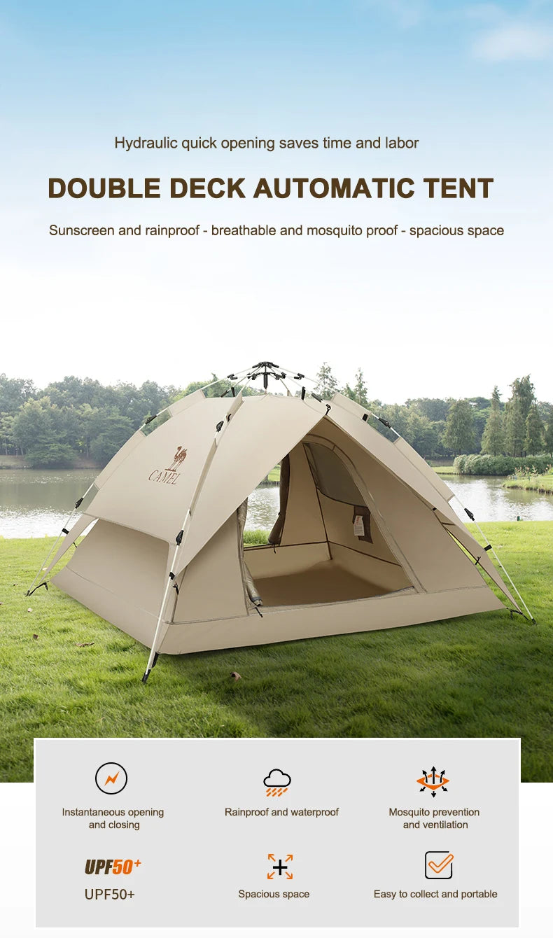 GOLDEN CAMEL 4 Person Camping Tents Travel Outdoor One-touch Tent Sun Protection Automatic Beach Tent Camping Equipment 텐트