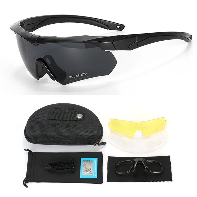 New Polarized Tactical Goggles 3 Lens Set Climbing Glasses Outdoor Sports Windproof Dustproof Safety Protective Glasses Eyewear