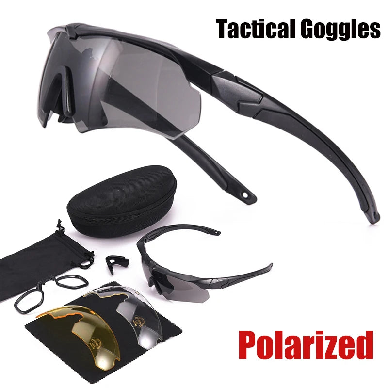 New Polarized Tactical Goggles 3 Lens Set Climbing Glasses Outdoor Sports Windproof Dustproof Safety Protective Glasses Eyewear