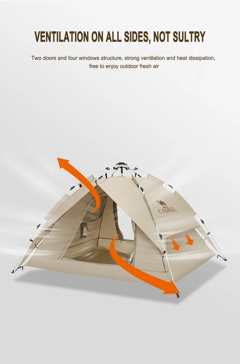 GOLDEN CAMEL 4 Person Camping Tents Travel Outdoor One-touch Tent Sun Protection Automatic Beach Tent Camping Equipment 텐트