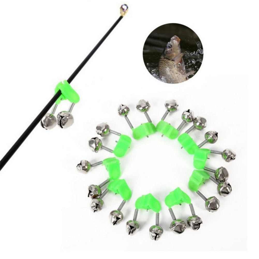 50pcs Fishing Rod Alarm Bells Fishing Ringing Bells Clips With Dual Alert Bell Fishing Gear Accessories