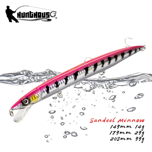 Hunthouse Minnow Fishing Lure Floating Sandeel Jerk Bonitos Seabass Fishing Tackle  Long Casting Seawater Hard Bait