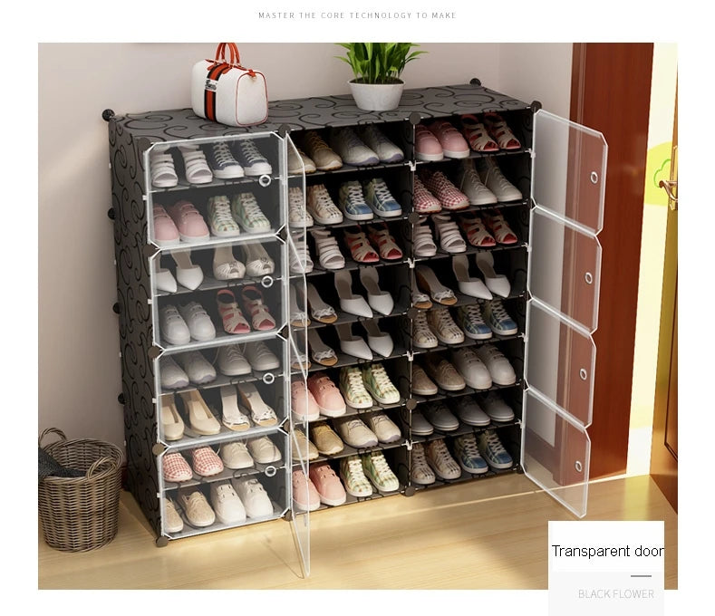 US Shoe Rack Large Capacity Boot Storage 12 Cube Organzie Modular DIY Plastic 6 Tier 24-96 Pairs of Shoe Tower Cabine