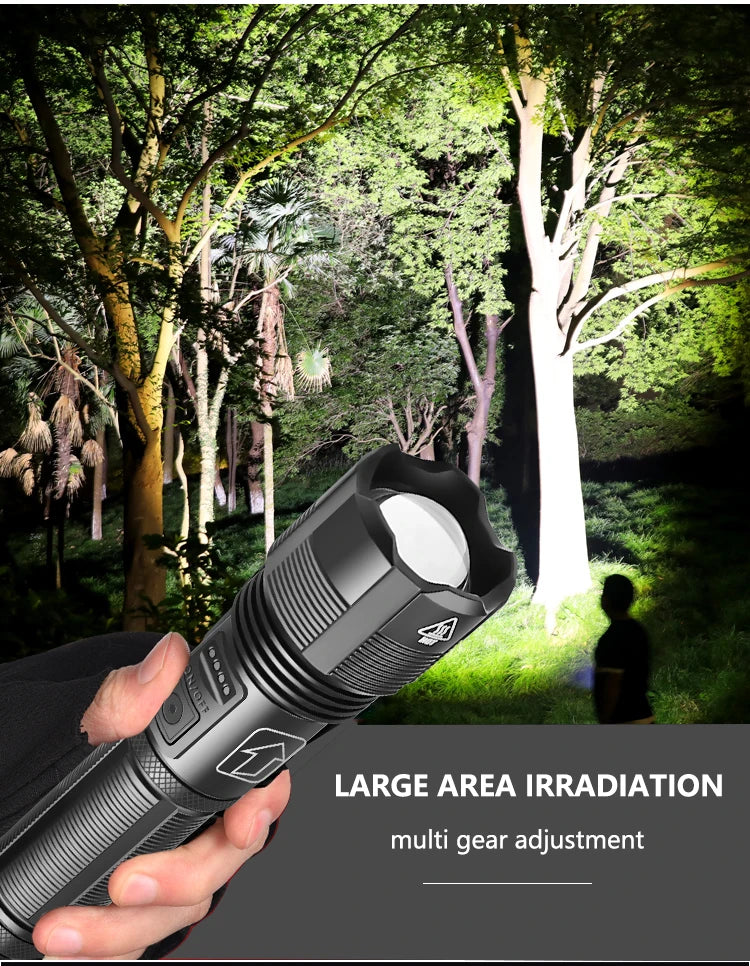 Super Bright LED Flashlight Rechargeable High Quality P70.2 P50 Tactical Hunting Torch Usb Zoomable Lantern By 18650 Battery