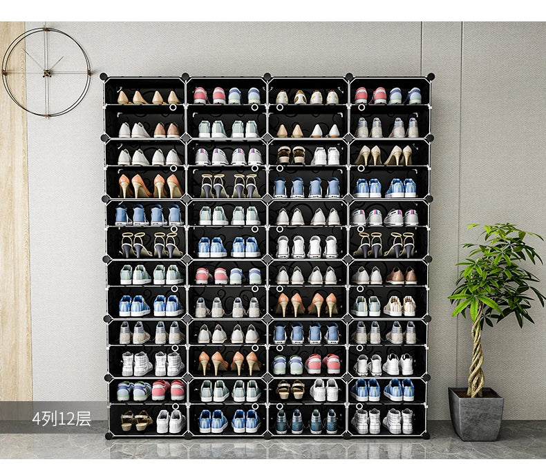 US Shoe Rack Large Capacity Boot Storage 12 Cube Organzie Modular DIY Plastic 6 Tier 24-96 Pairs of Shoe Tower Cabine