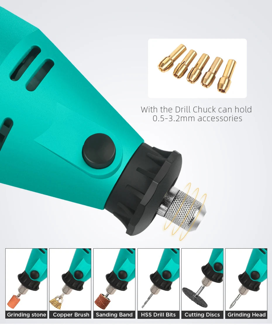 220V/110V Mini Rotary Tool DIY Mini Dremel Drill Power Tool Mini Grinder Hand Drill Polishing Machine With Dremel Accessories