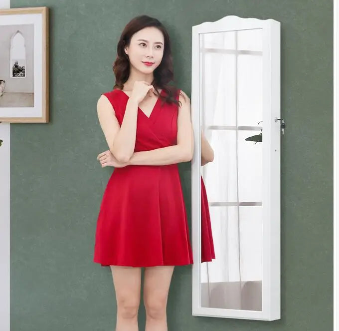 Full-length mirror, jewelry storage cabinet, one-piece wall-mounted mirror, home floor full-length mirror