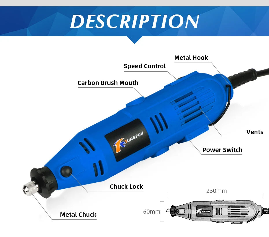 220V/110V Mini Rotary Tool DIY Mini Dremel Drill Power Tool Mini Grinder Hand Drill Polishing Machine With Dremel Accessories