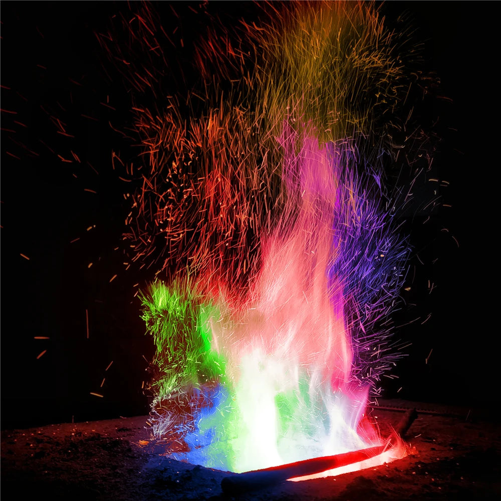 Colorful Flames Powder Bonfire Magic Fire Fireplace Color Sachet Pyrotechnics Magic Trick Outdoor Camping Hiking Survival Tool