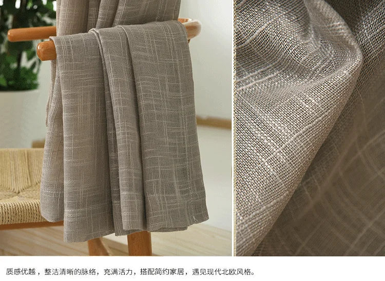 Simple modern cotton slub curtain yarn pure color cotton linen curtain yarn is thickened white curtain yarn for bedroom living