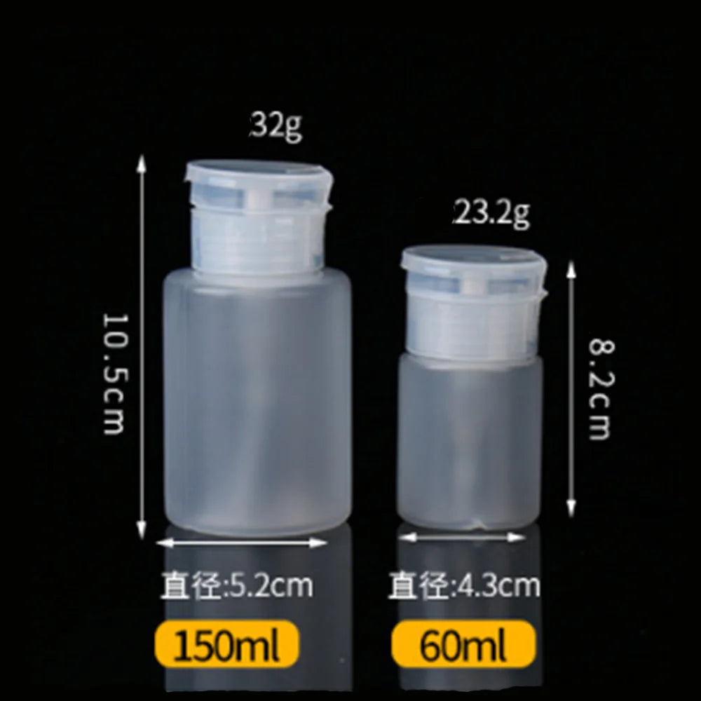 60/150ml Empty Pump Dispenser Liquid UV Gel Polish Nail Art Polish Clean Acetone Bottle Polish Cleanser Remover Bottle