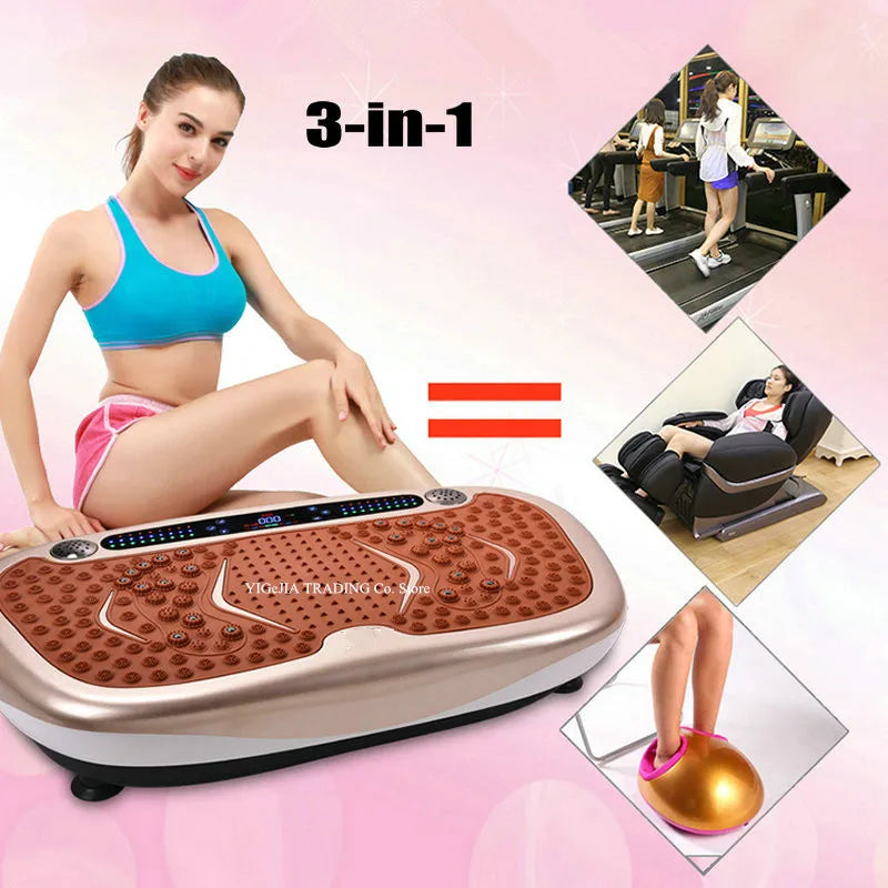 Household Body Shaping Slimming Machine with Pulling Rope, Silent Vibration Fitness Machine, Remote Control Fat Reducing Device