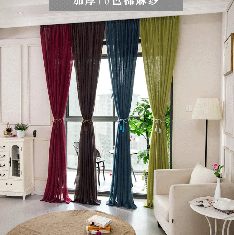 Simple modern cotton slub curtain yarn pure color cotton linen curtain yarn is thickened white curtain yarn for bedroom living