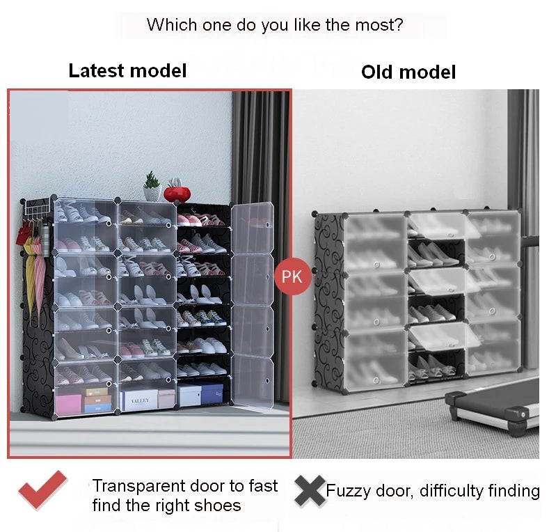 US Shoe Rack Large Capacity Boot Storage 12 Cube Organzie Modular DIY Plastic 6 Tier 24-96 Pairs of Shoe Tower Cabine