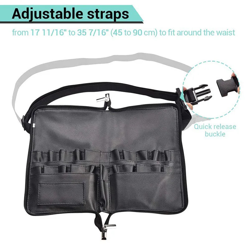 Artist Professional Makeup Brush Waist Bag Large Capacity PU Cosmetic Pack Portable Multi Pockets Bag with Belt Strap