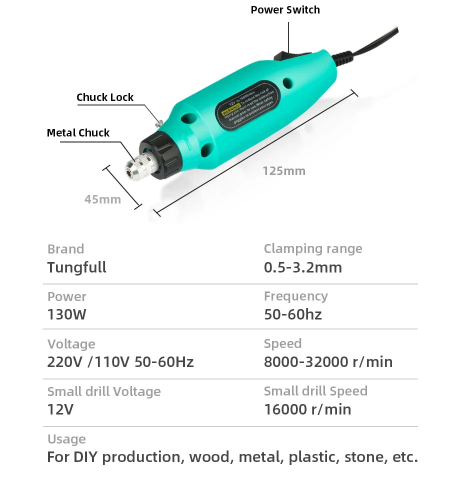 220V/110V Mini Rotary Tool DIY Mini Dremel Drill Power Tool Mini Grinder Hand Drill Polishing Machine With Dremel Accessories