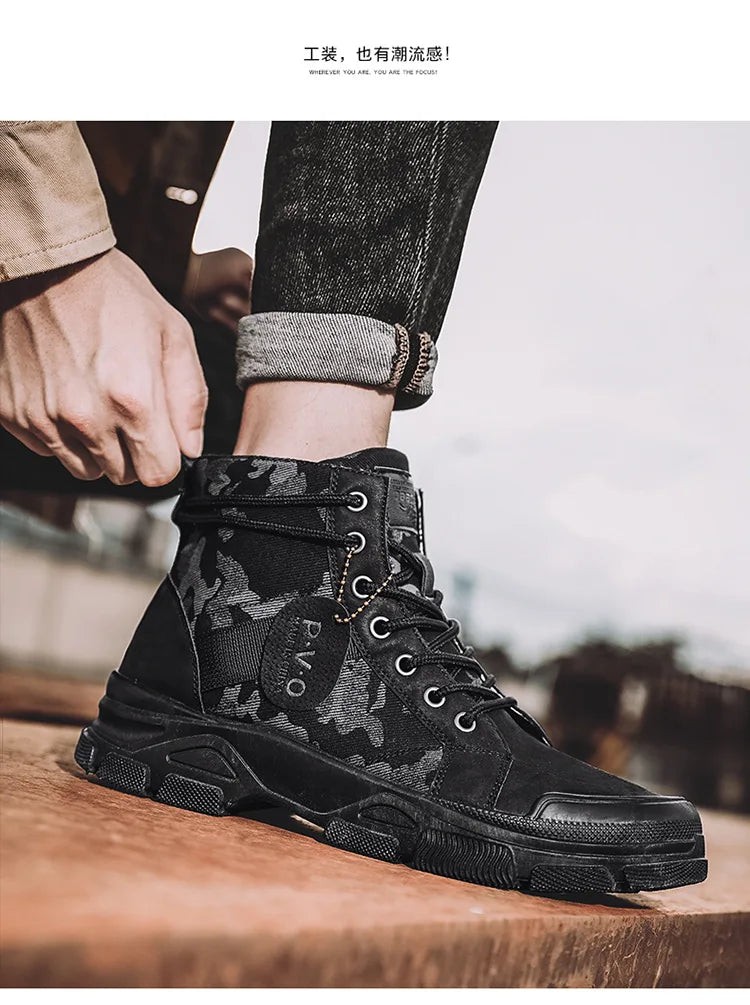 Autumn NewBoots for Men Camouflage Desert Boots High-top Sneakers Non-slip Work Shoes for Men Buty Robocze Meskie