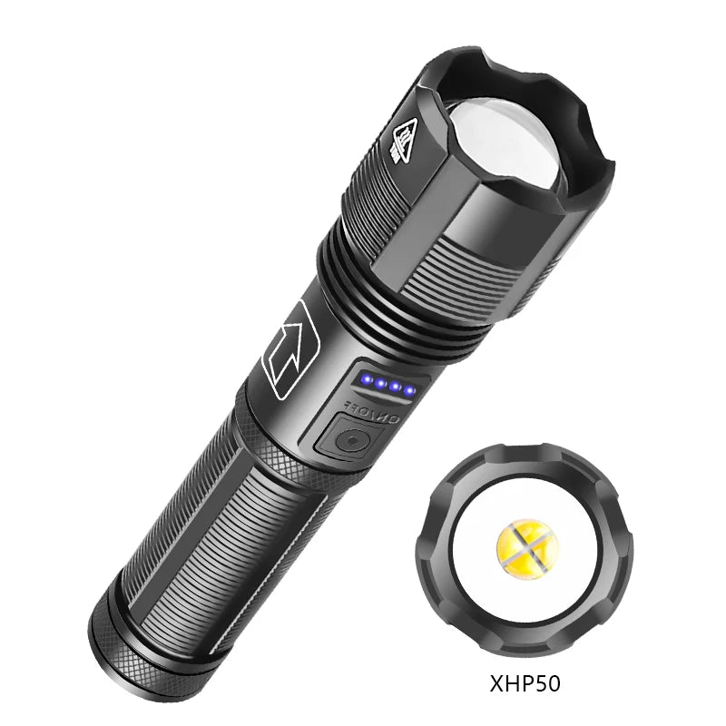 Super Bright LED Flashlight Rechargeable High Quality P70.2 P50 Tactical Hunting Torch Usb Zoomable Lantern By 18650 Battery