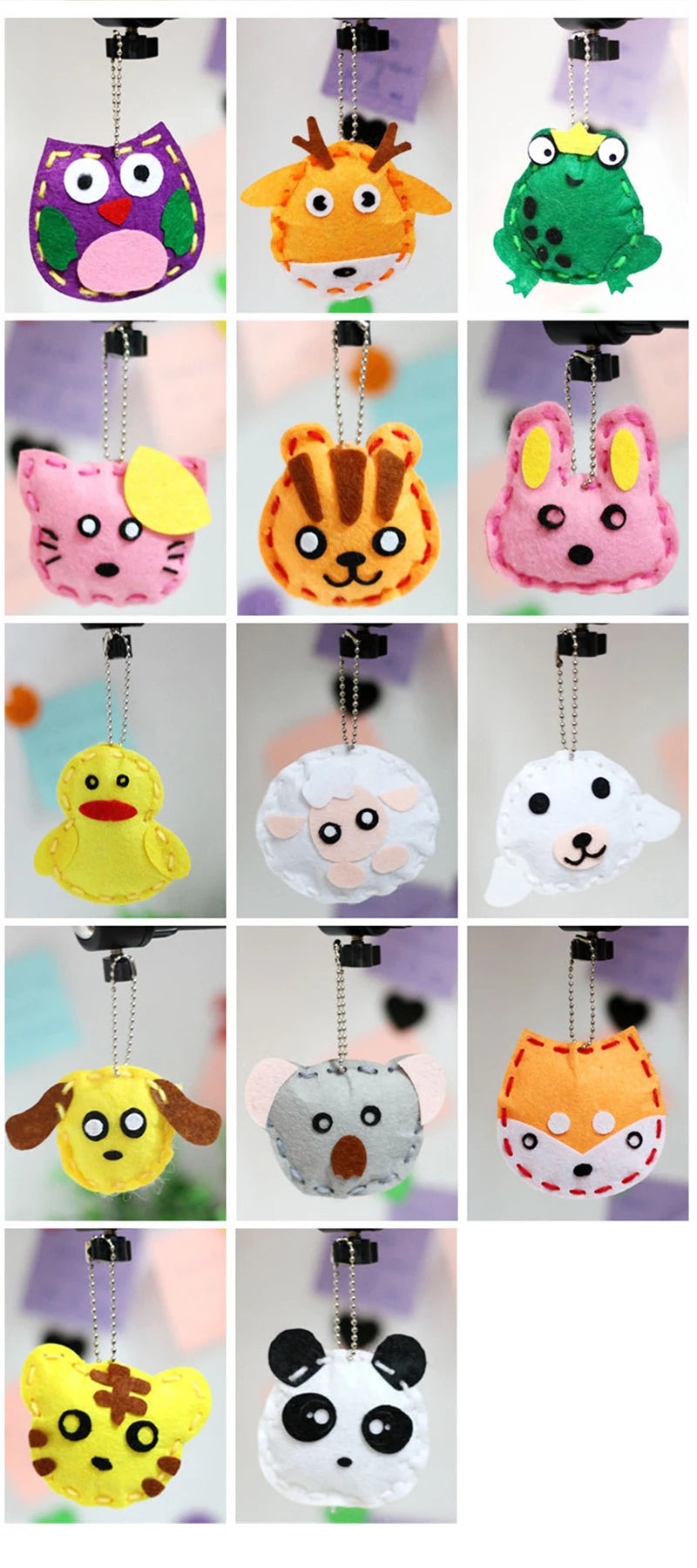 10Pcs/lot Handcraft Toys for Children Non-woven Fabric DIY Handmade Pink Bag Keychain Ornaments Arts Crafts Kits Creative Toy