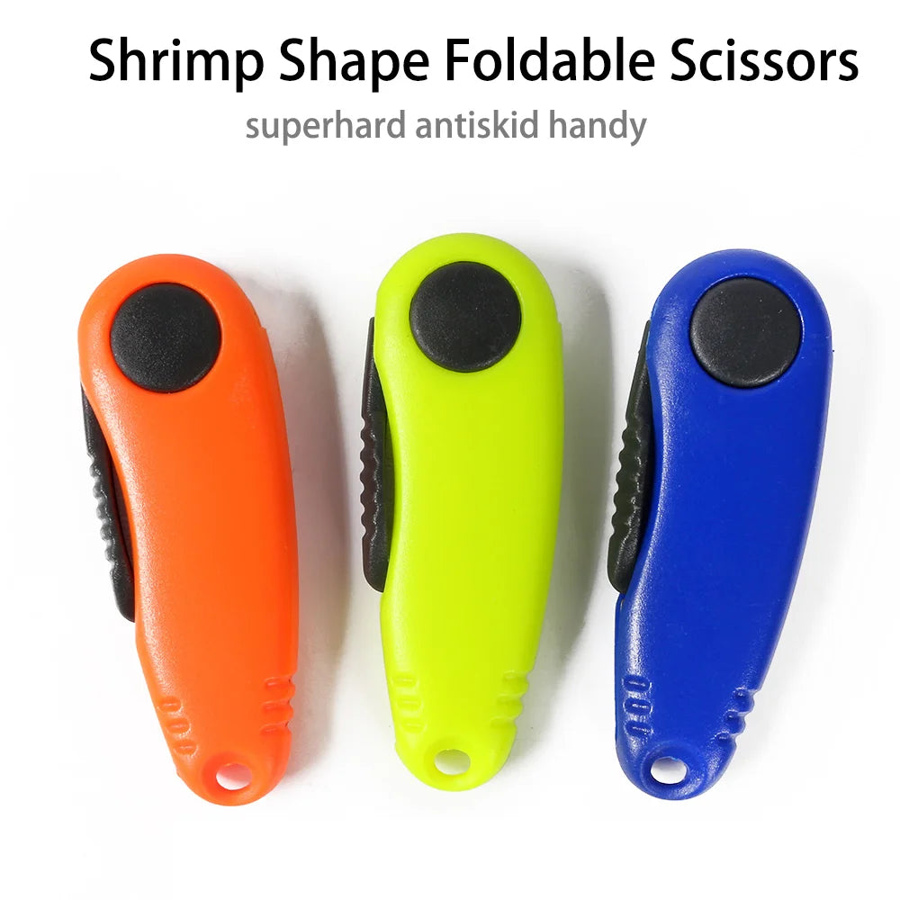 Fish Use Scissors Foldable Fishing Line Cutter Shrimp-shape Clipper Nipper Quick Knot Buckle Gear Tool Stainless Steel Tackle