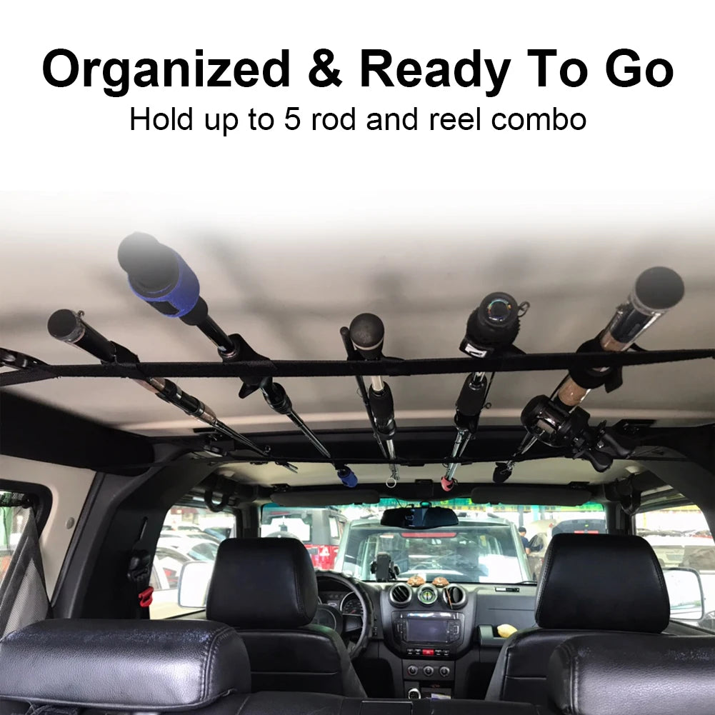 Car Mounted Storage Rack Fishing Rod Gear Holder Vehicle Fishing Rod Rack Holder Strap Storage Car Rest Belt Carrier for SUV