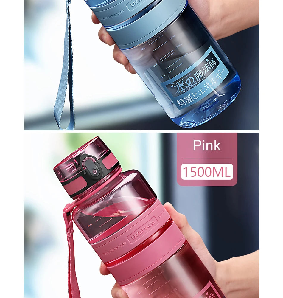 1.5/2L Sport Water Bottle Large capacity Portable leakproof Shaker Outdoor Fitness Bottle EcoFriendly Plastic Drinkware BPA Free