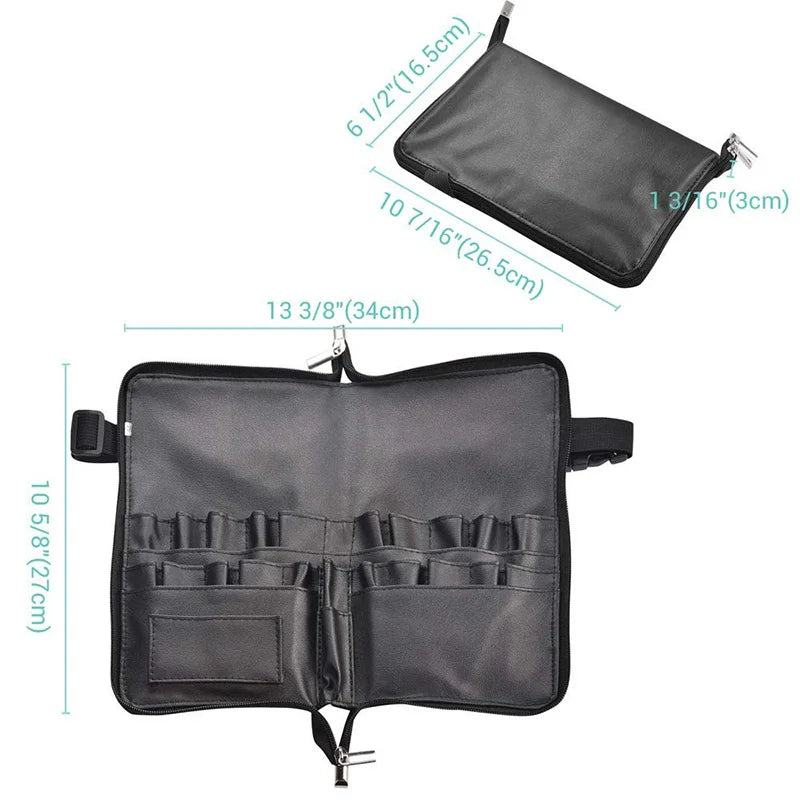 Artist Professional Makeup Brush Waist Bag Large Capacity PU Cosmetic Pack Portable Multi Pockets Bag with Belt Strap