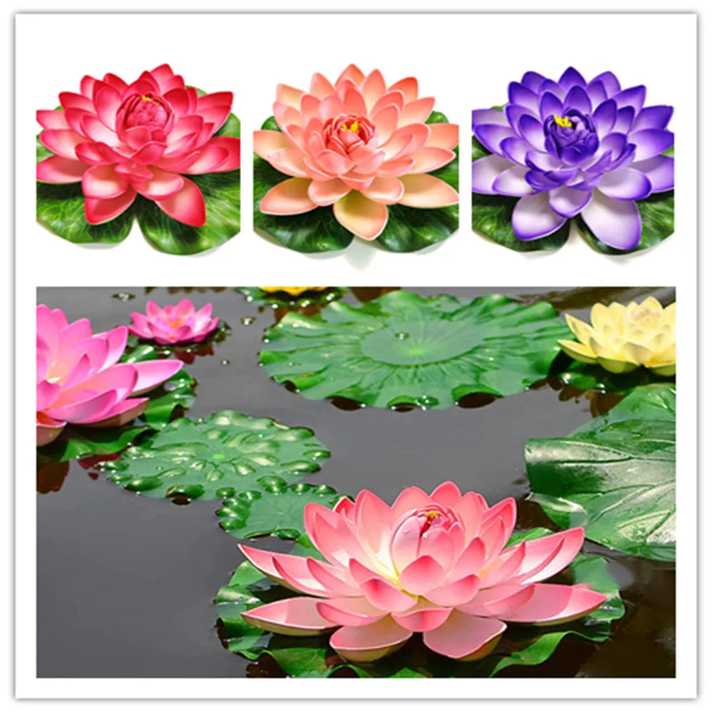 1pcs Simulation Lotus Floating Flowers Water Lily Pond Decoration Tank Plant Artificial Lotus Flowers Floating Flowers Decor