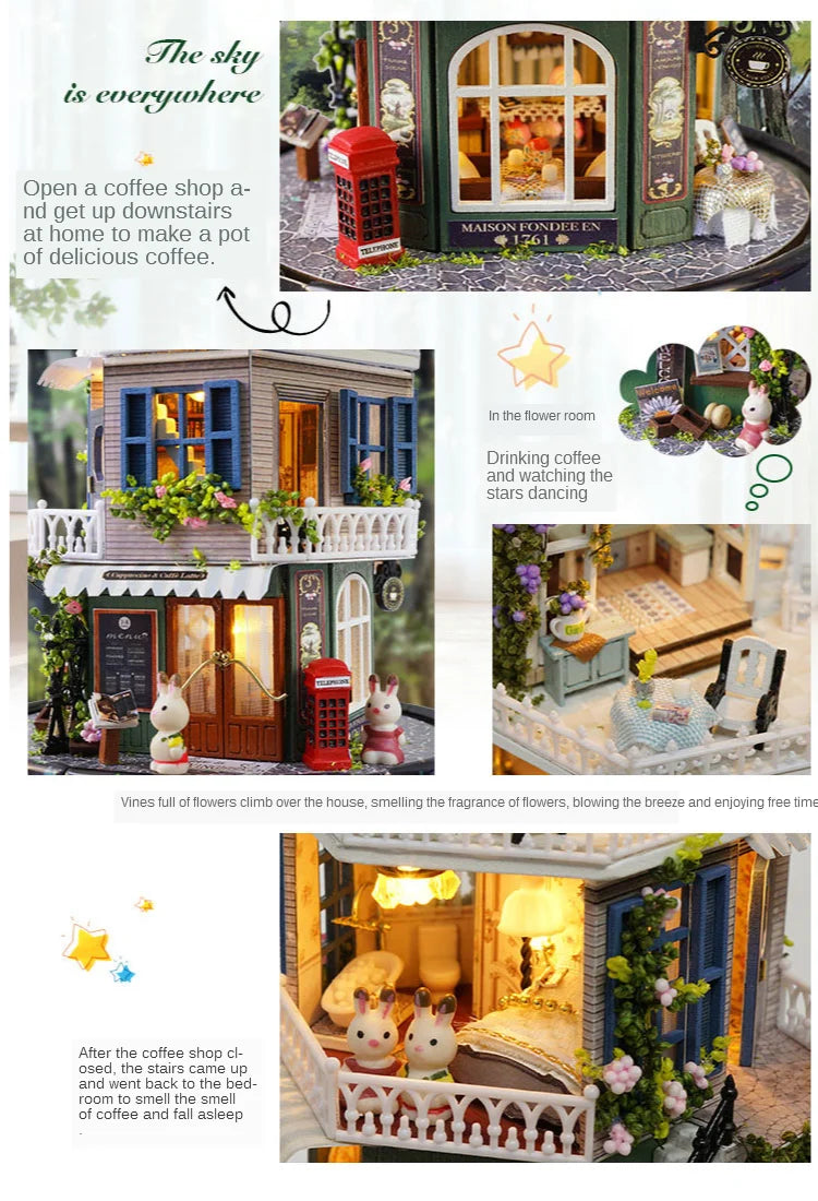 Doll House Mminiature Dollhouse Wooden Casa De Boneca Houses With Furnitures Toys For children Birthday Christmas Gifts  B027