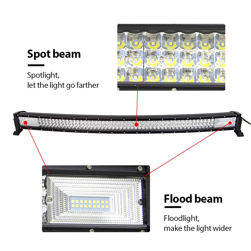 Auxtings 22 32 42 52'' in Curved/Straight Led Light Bar COMBO Led Work light bar Driving Offroad Car Truck 4x4 SUV ATV 12V 24V