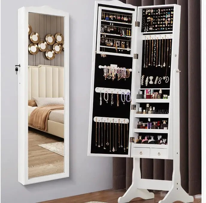 Full-length mirror, jewelry storage cabinet, one-piece wall-mounted mirror, home floor full-length mirror