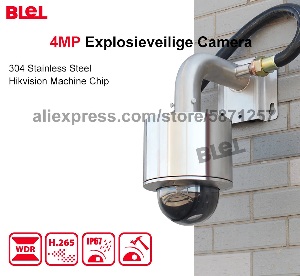 Explosion-proof Camera 4MP Built-in Hik camera 304 Stainless Steel Explosieveilige Support PoE Hik-Connect app IR 50M